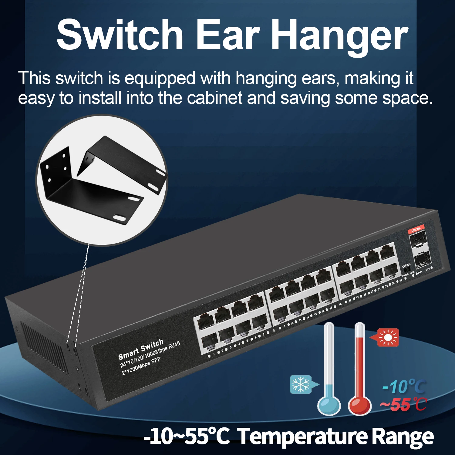 Imagem -04 - Switch de Rede Gigabit Completo 24rj45 Mais Sfp Uplink Portas 12v 2a Lan 802.3af at com Vlan