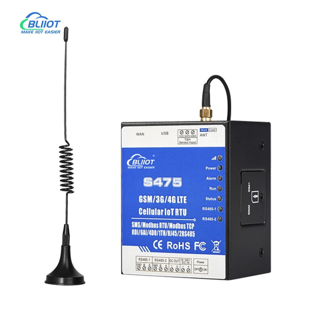 Imagem -02 - Bliiot-modbus Dispositivo de Alarme Monitoramento Remoto 4g Sms Interruptor de Controle Entrada Analógica Digital Temperatura Umidade para Mqtt