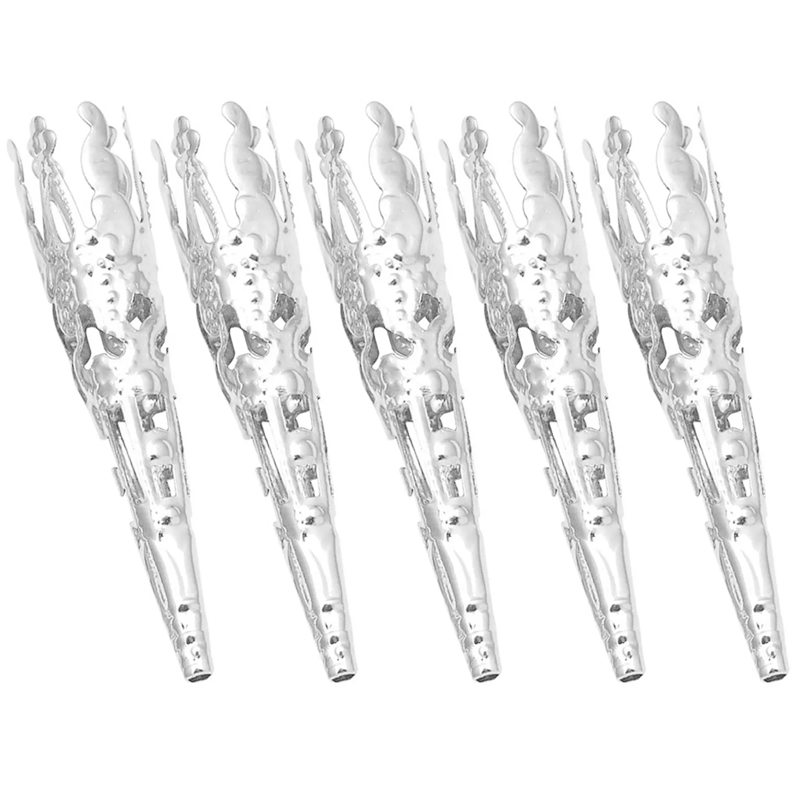 100Pcs Filigree Cone Bead Cap Long Trumpet Flower Petal Holder 5-Petal Metal Bead Cones for Jewelry Making Focus Beads Spacer