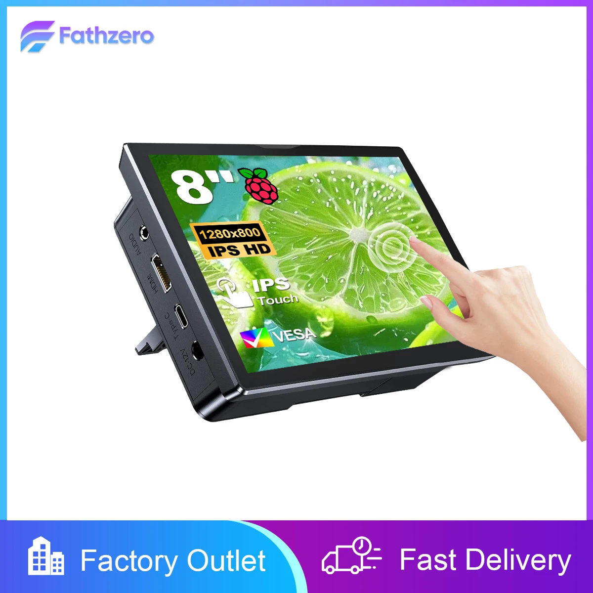 8 inch Raspberry Pi Touch Screen 1920x1200 800IPS Screen Small HDMI Monitor for Raspberry Pi 5/4/3/2/Zero/B/B+ Jetson Nano Win