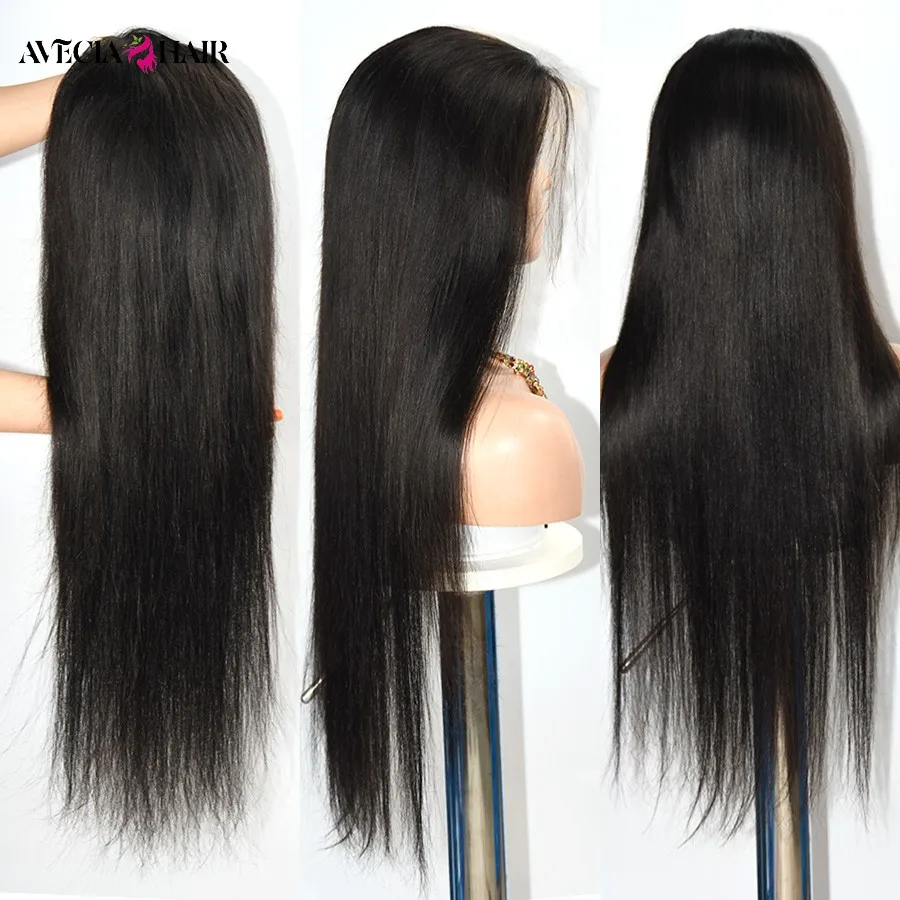 Wig renda depan rambut manusia 28 inci 13x4 Wig tanpa lem transparan HD Wig rambut manusia lurus Brasil Wig rambut manusia pra-pencabutan