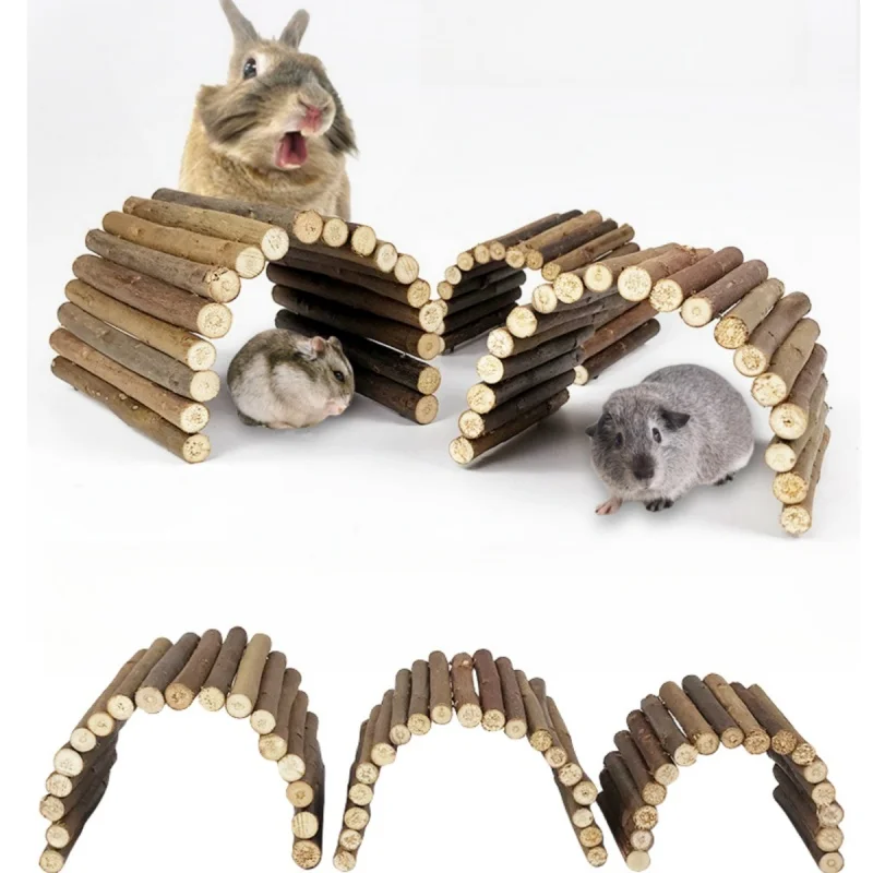 Random Color Small Pet Molar Willow Branch Rabbit Chew Toys Hamster Molar Supplies Totoro Climbing Ladder Fence Arch Bridge Toy