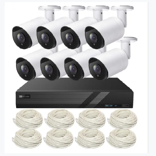 5MP 8CH PoE Bullet Security Camera System With 8pcs IP Surveillance Camera, 8CH 4KH.265+ POE NVR POE System