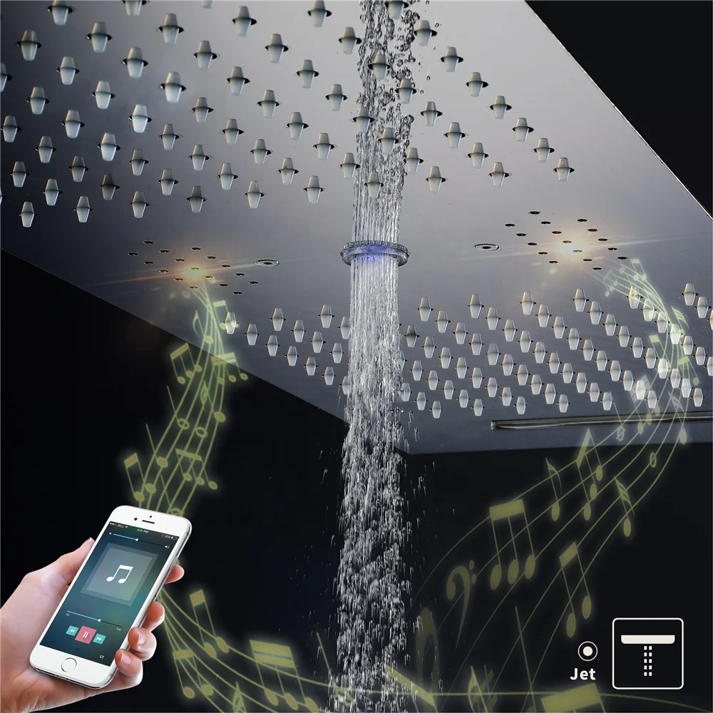 HIDEEP Music Led Shower 900x300mm Ceiling Mounted  Waterfall Rain Mist Thermostatic Led Shower Set System