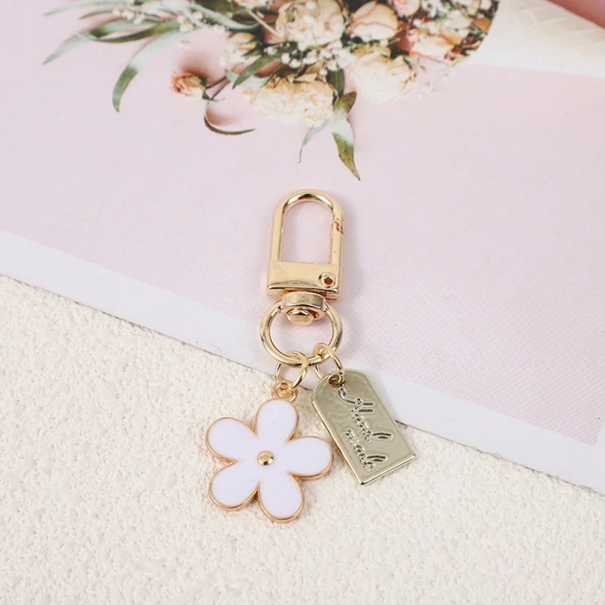 Durable Metal Flower Key Chain Car Key Ring Pendant Bag Charm Keyring Keychains Decoration Women Girls Gifts Pendant for Purse image 5