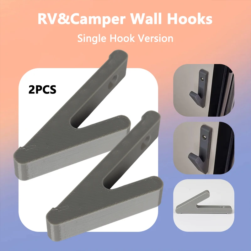 2pcs RV Camper Wall Hook Single Hook Version For Hanging Clothes Towels Storage Multi-Functional Hook Bracket Organizer