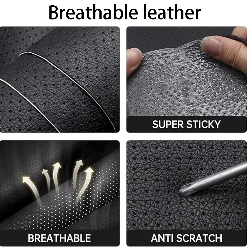 Breathable Leather Sticker for Car Seat Sofa Chair PU Self Adhesive Leather Patch Perforated Artificial Leather Repair Patches