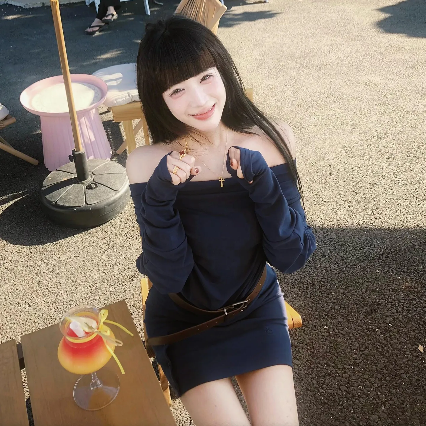 Kleider Langarm Damenkleid Brautjungfer Frühling Abstrakte Baumwolle Stehkragen Smockwerk Ausgestelltes A-Linie Altersreduzierend Künstlerisch Würzig