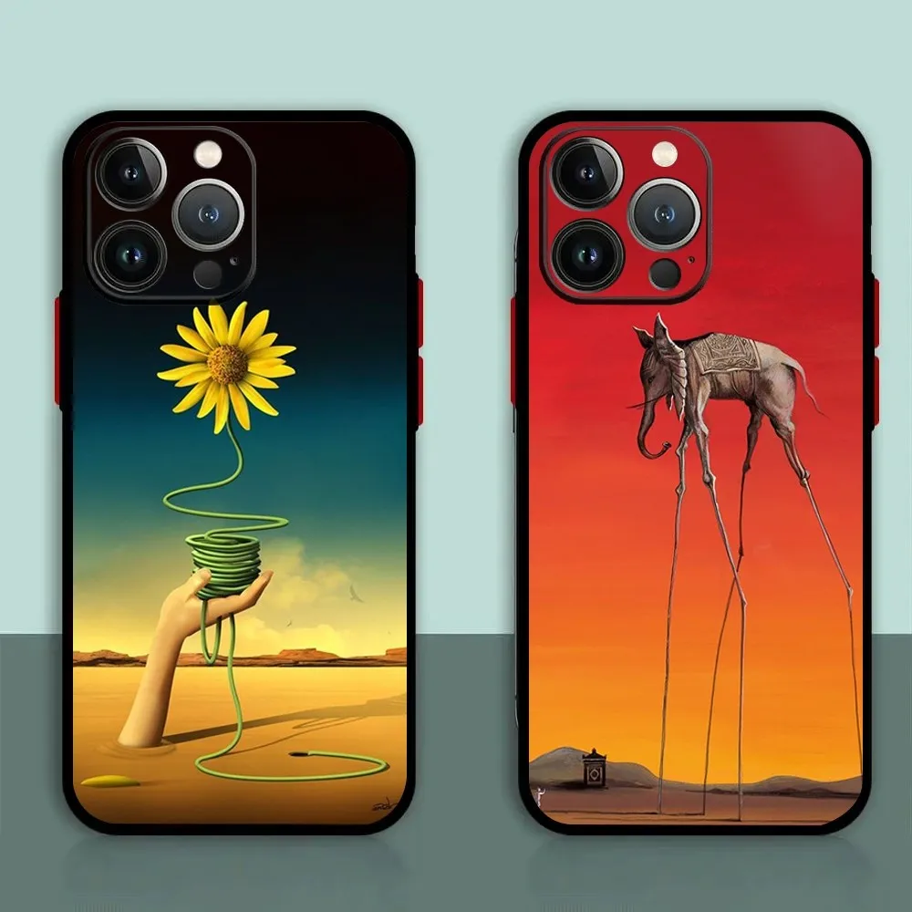 S-Salvador D-Dali Painting Surrealism Phone Case For iPhone 11,12,13,14,15,XS,XR,X,Mini,Pro,Max,Plus Shell