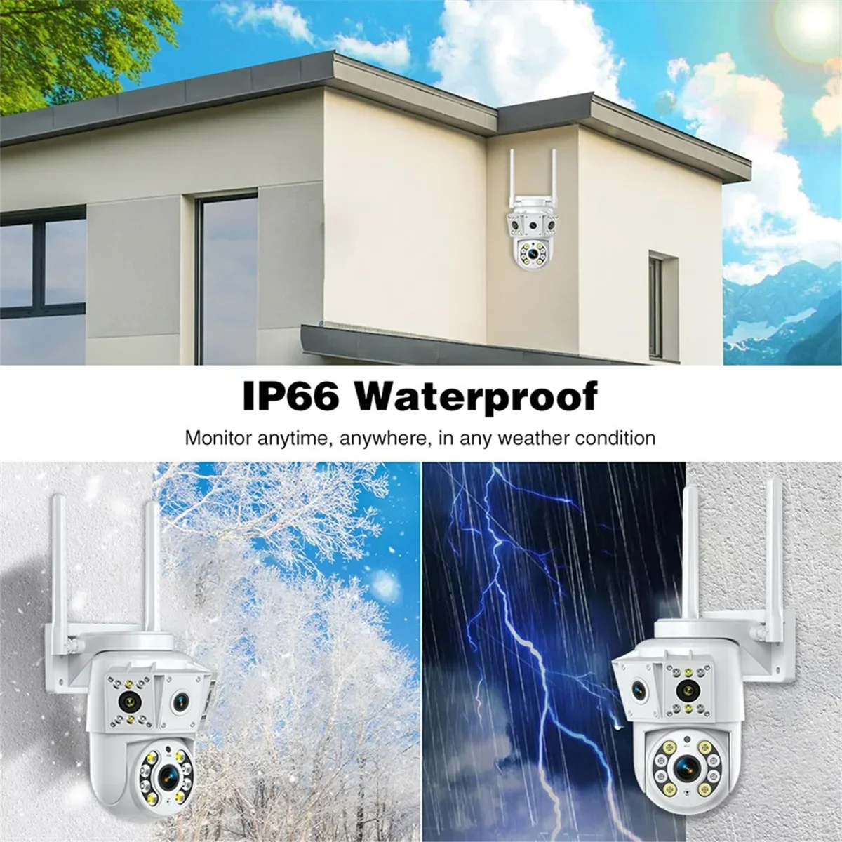 

1080P Wireless WIfi Camera Outdoor Multi Lens Surveillance Camera, Two Way Intercom Night Vision Baby Monitor