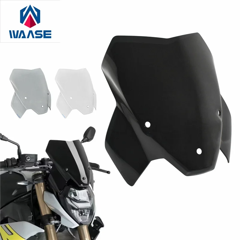 WAASE Windscreen Windshield Wind Deflector Shield Screen Visor Glass with Nuts For BMW S1000R S 1000 R 2021 2022 2023