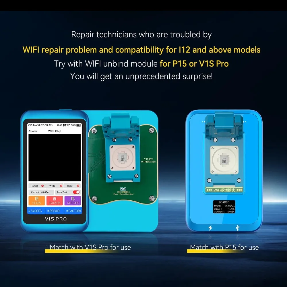 JC V1Spro P15 WiFi وحدة التنشيط واي فاي IC آيفون 12 13 14 15 16pro ماكس سوبر الاستشعار الأصلي رقاقة التشفير إصلاح واي فاي