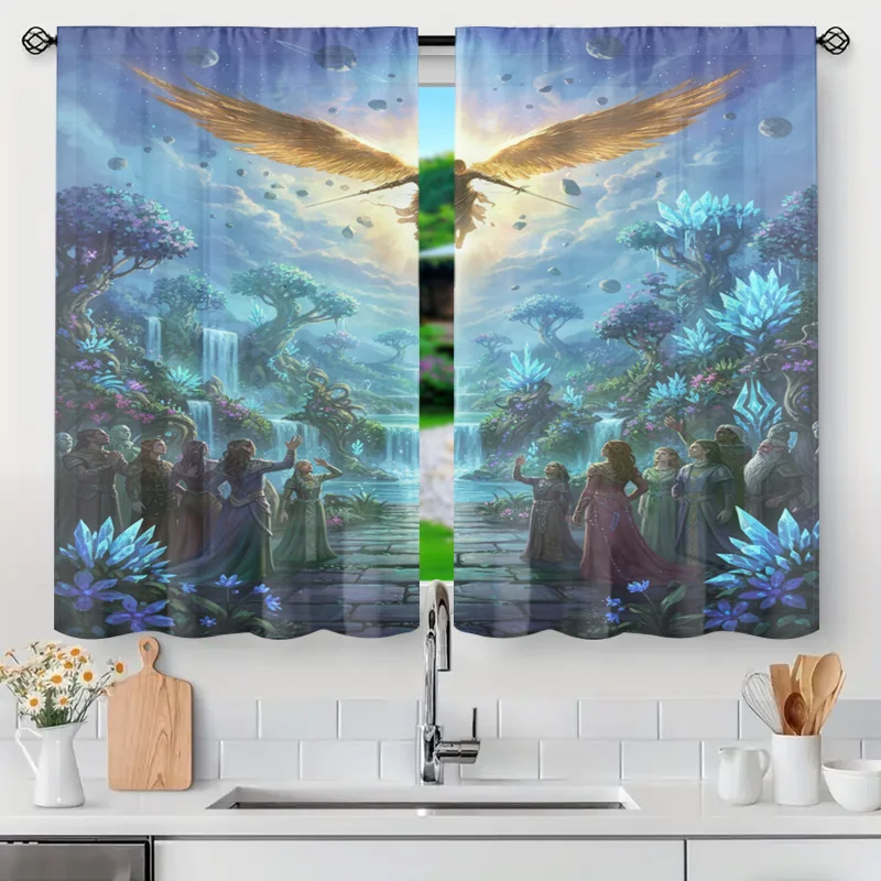 Ethereal Fantasy Forest Curtain Drapes Semi-Sheer Angelic Mythical Magic Window Curtains Home Decor Decoration for Kitchen Bathr