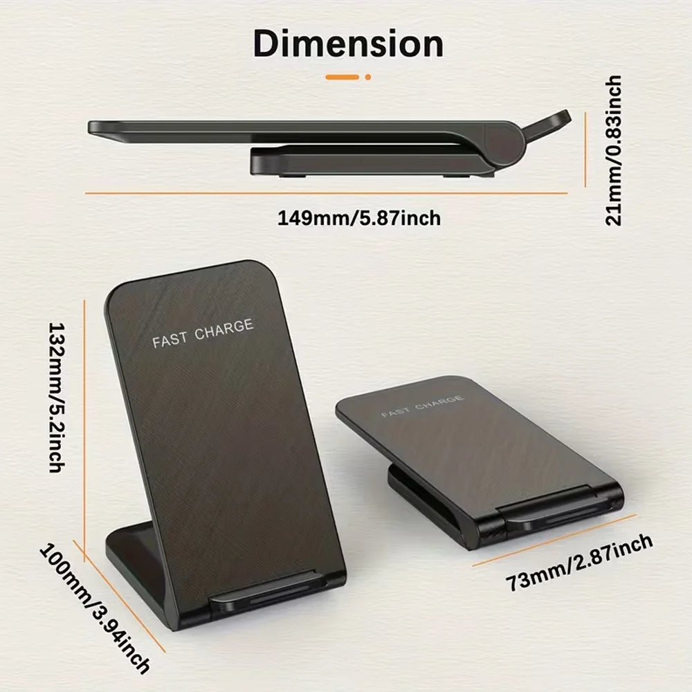 30W Foldable Fast Wireless Charging Stand for iPhone17 16 15 14 13 12 , Samsung S25 S26, Xiaomi 17 15 14 & Android Phones