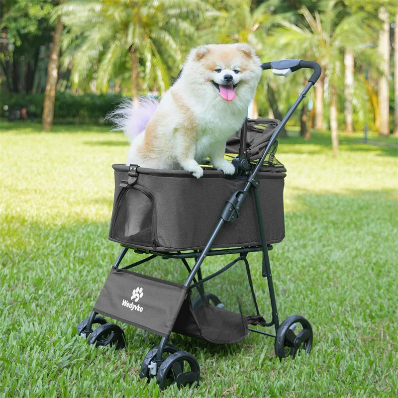 

Car Seat & Pet Stroller for Small Dogs, Max Load 33 lbs with Biodegradable Random delivery of black or white wheels