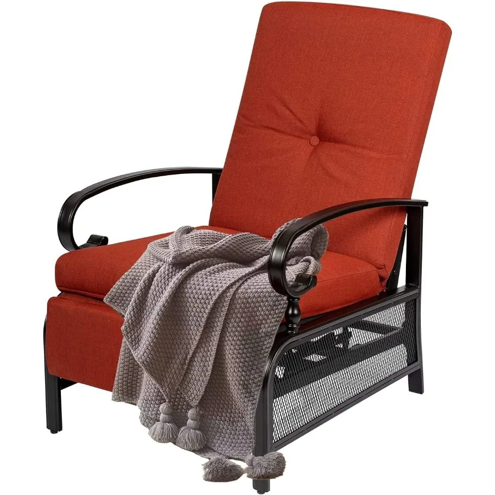 

Adjustable Outdoor Lounge Chair with Removable Cushions - Metal Recliner Sofa for Patio, Garden, Poolside