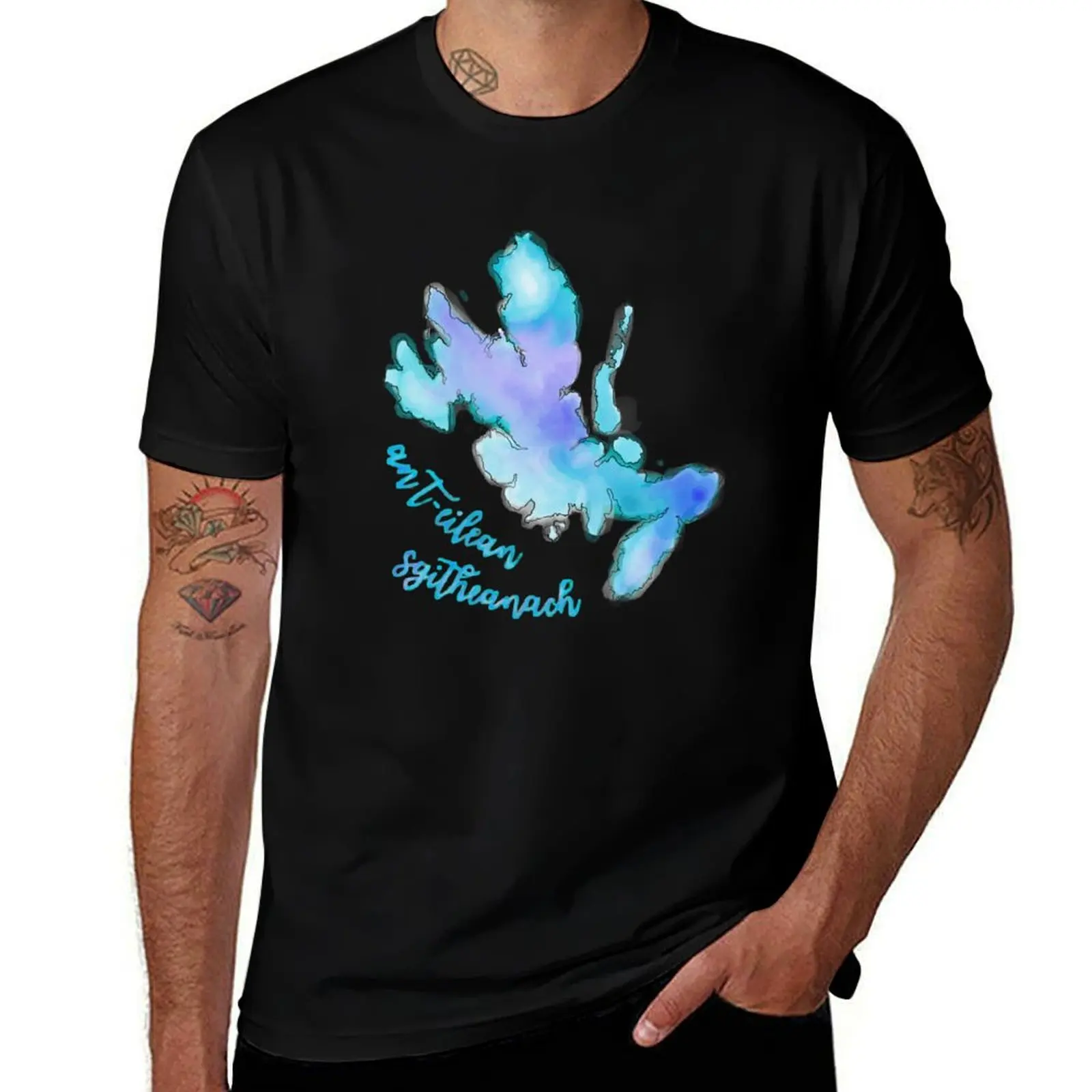 

Isle of Skye - an t-Eilean Sgitheanach - Scotland - Watercolour T-Shirt Big Size Short Sleeve Tee for Men