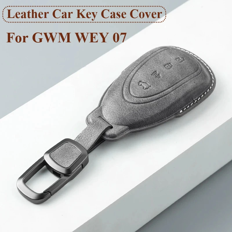 

Car Key Case Cover For Wey Blue Mountain Lanshan GWM Wey 07 Leather Remote Cover Shell Keychain Housing Holder Fob