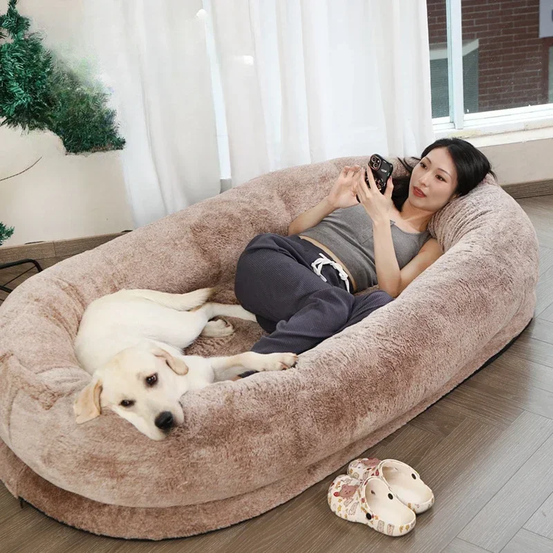 Giant Kennel Dog Sofa Sleepable and Reclining Lazy Sofa Human Pet Interactive Furniture Large Dog Bed Removable and Washable