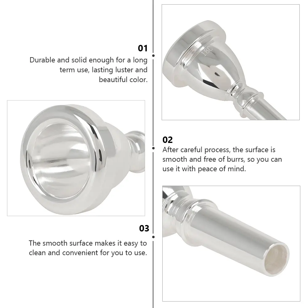 

CNC 14mm Silver Coated Tuba Mouthpiece 18C Durable Smooth Surface Easy Clean Instrument Accessory Student Professional Brass