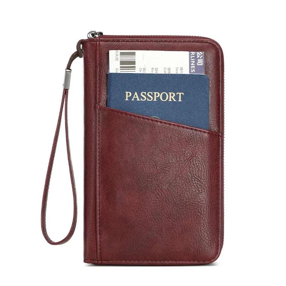 

PU Leather Passport Clip Wallet Anti-Theft Large Capacity Travel Document Bag RFID Blocking Waterproof RFID Passport Holder