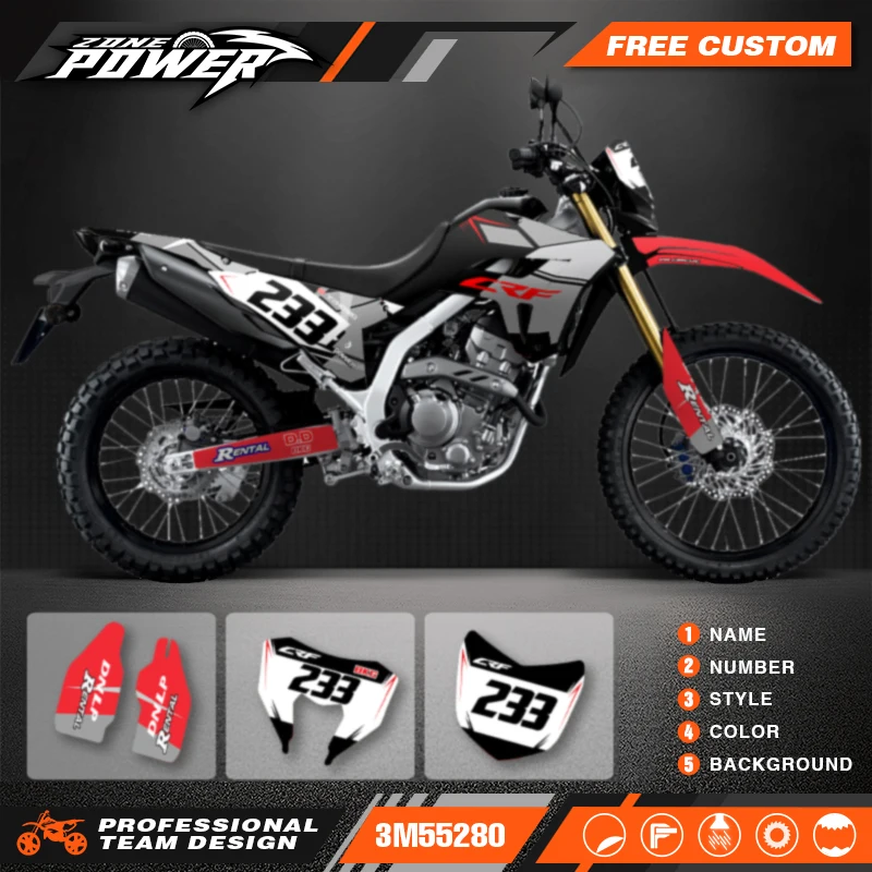 Powerzone Motorcycle Graphic Decal Stickers Kits For Honda CRF300L 2021 Number Name Customize 01