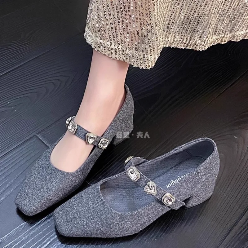 

Весенняя женская обувь, современные туфли-лодочки, туфли Мэри Джейн на высоком каблуке во французском стиле, женские вечерние модельные туфли