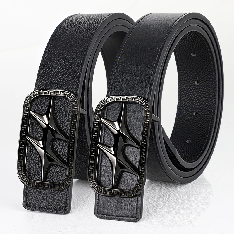 High-Quality Unisex Reversible Belt, Star Buckle, Reversible Design, PU Leather, Street Punk Style, For Jeans, Casual Accessory