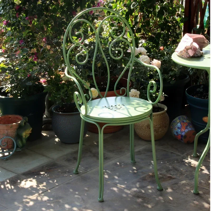 Garden Table Iron Hollowed Out Backrest Chair Courtyard Leisure Terrace Table Outdoor Balcony Table And Chair Set