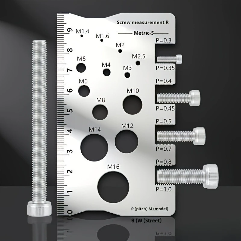 10/5 Piece Set Screw Measuring Ruler, Screw and Bolt Measuring Caliper, Sturdy and Durable, Accurately Engraves Thread and Distance Measurements, Screw and Nut Gauge, M12 Precision Diameter Caliper, Is a Great Gift for