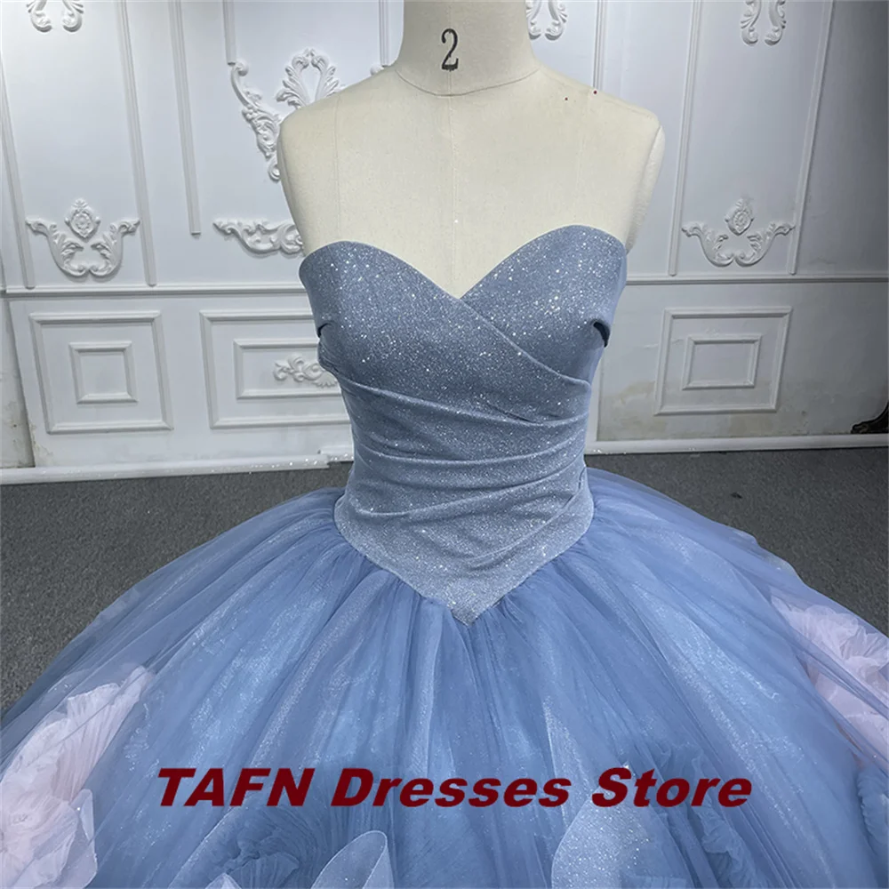 Tafn Dromerige Quinceanera Jurken Lieverd Kraag Strapless Baljurk Plooi Bloemen A-Line Vestidos De 15 Quinceañera