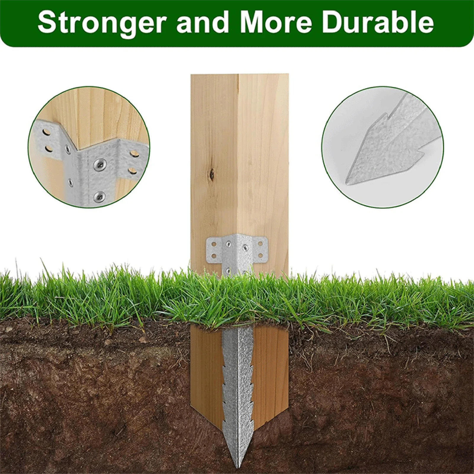 

Wooden Fence Metal Posts Anti-Rust Coating Fence Posts with Screws for Temporary Garden Edging