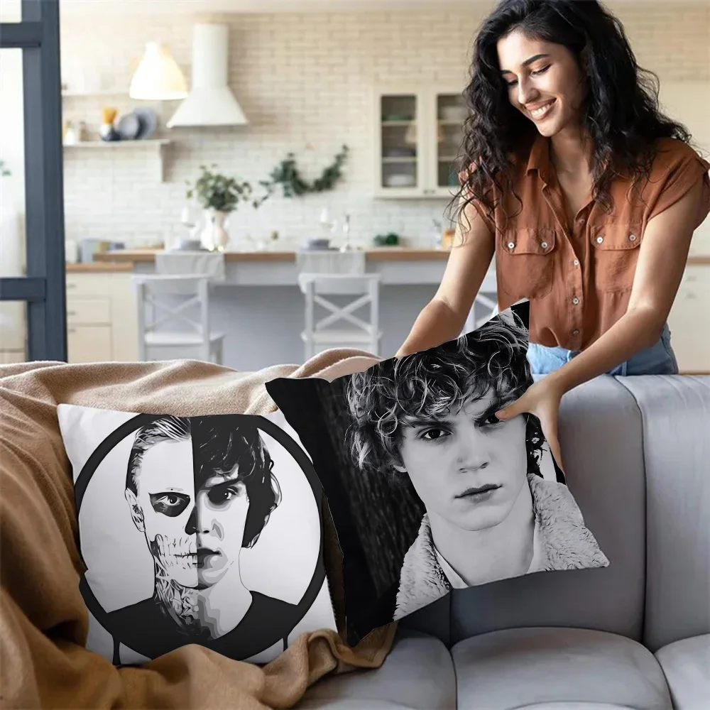 E-Evan P-Peters T-Tate Pillow Covers Cartoon Sofa Decorative Home Double-sided Printing Short Plush Cute Cushion Cover