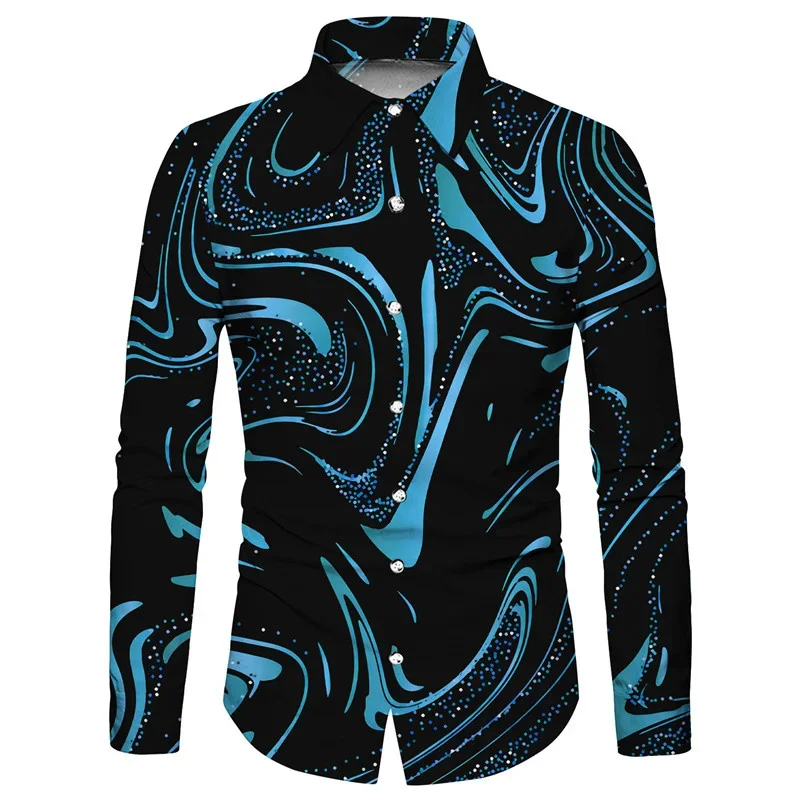 2023 Men\'s Gilded Multi-Color Series Fashionable Casual Party Soft and Comfortable Lapel Large Size Long Sleeve Shirt