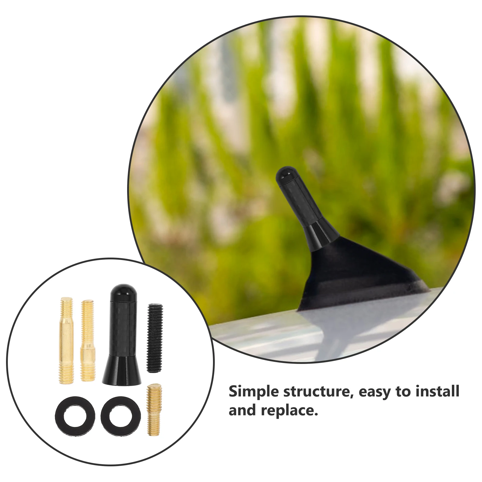 

Short Car Radio Antenna Replacement Roof Mount Automotive Exterior Accessory Lightweight Aluminum Alloy Carbon Fiber Easy