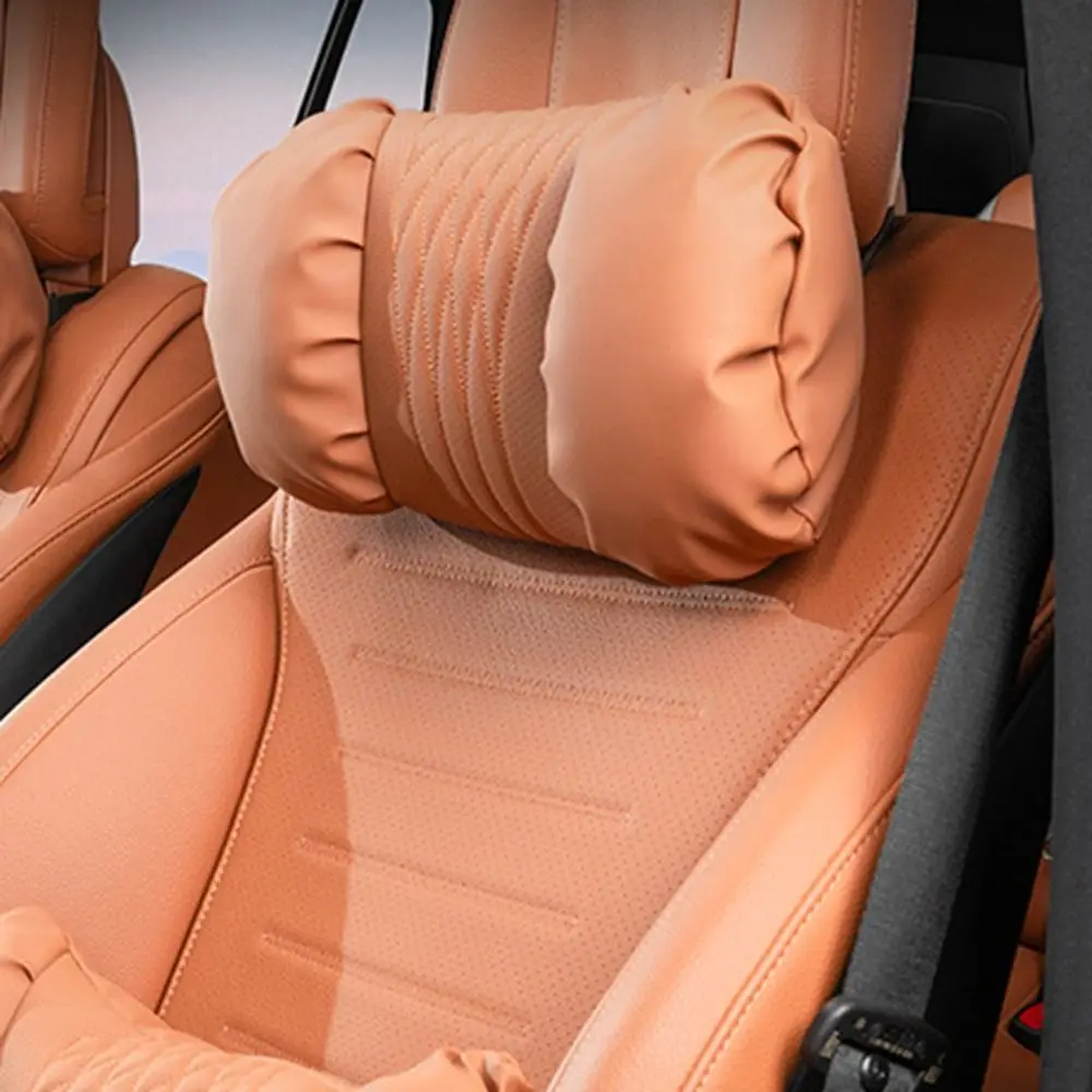 Nappa Leather Car Headrest Cushion Cotton Filling Soft Breathable Car Neck Pillow Anti-Stain Universal Car Seat Pillow