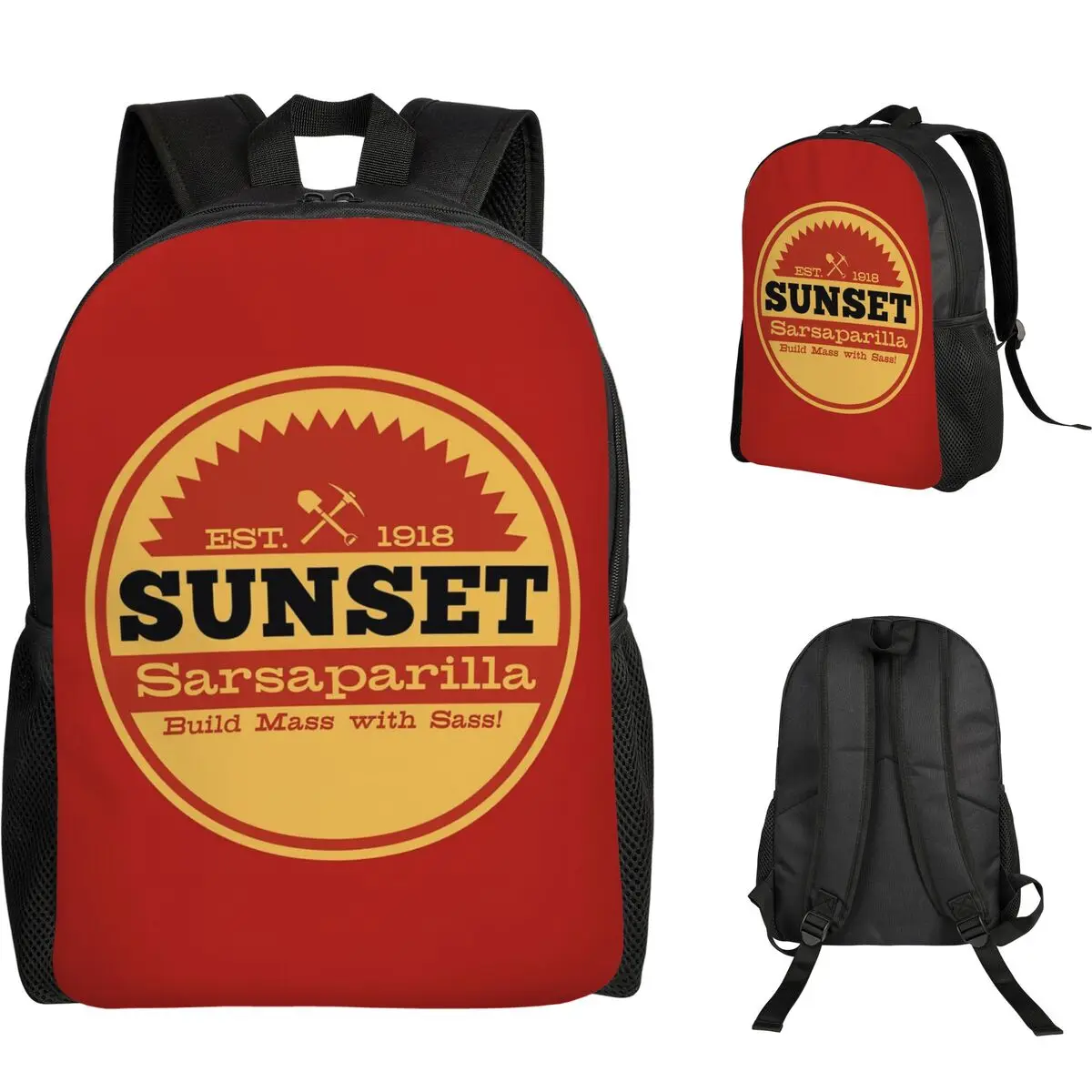 

Vintage Sunset Sarsaparilla Logo Backpack Student Boys Girls BookBag School Bag Laptop Shoulder Bags