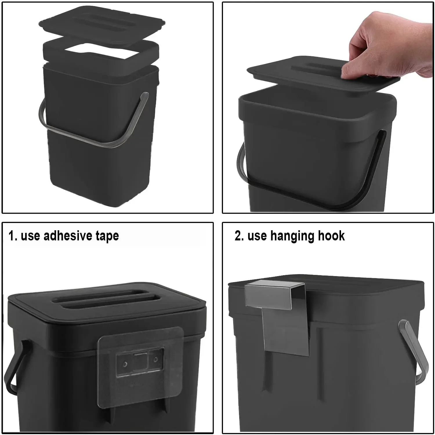 Hanging Small Trash Can with Lid – Under-Sink Plastic Waste Bin 6