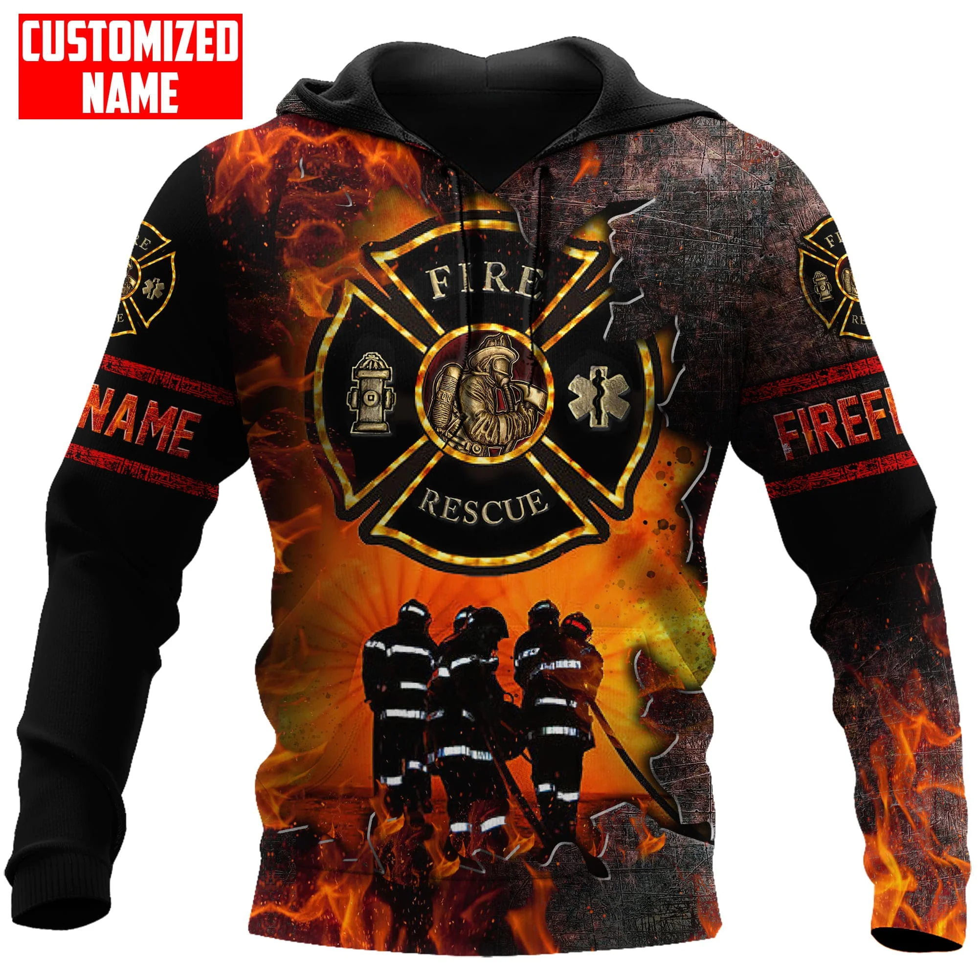 Personalized Name Firefighter 3D Printed Mens Hoodie & Sweatshirt autumn Unisex zip hoodies Casual Jacket Tracksuits TDD08