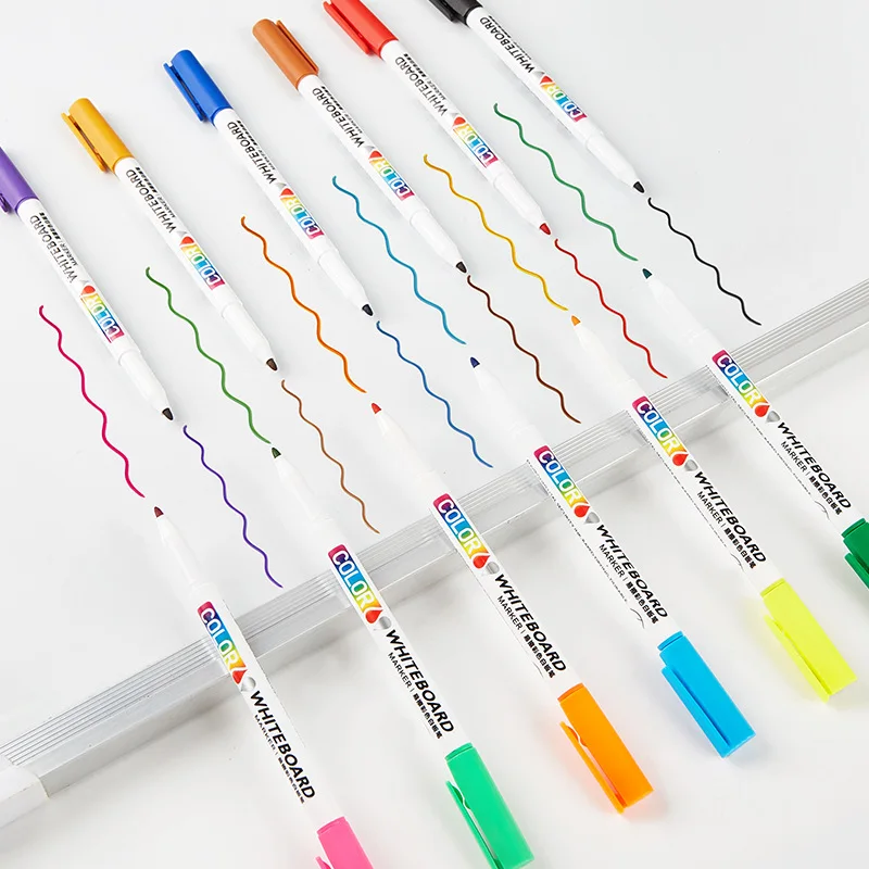 12/24Colors Dry Erase Markers Whiteboard Marker Pen Office School White Board Stationery Fine Tip Colored Pens