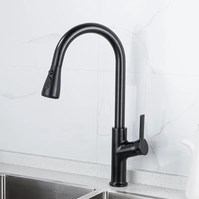 Kitchen Faucet Black Pull Out Kitchen Tap Brushed Gold Pull Down Kitchen Mixer Rotating Sink Faucet Mixer Tap Brass