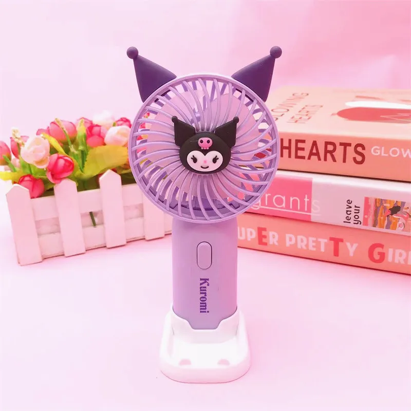 Anime Peripheral Gifts Kuromi Melody Sanrio Cartoon Electric Fan Handheld High Wind Portable Desktop Small Fan In Multiple Color