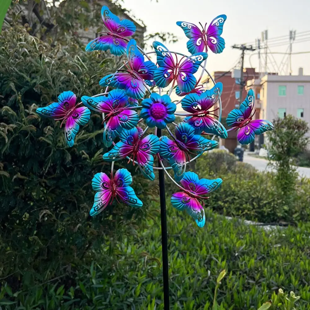 

Crafts Rotating Butterfly Wind Spinner Removable Iron Art Gardening Plug Pinwheel Creative Durable Metal Windmill Park
