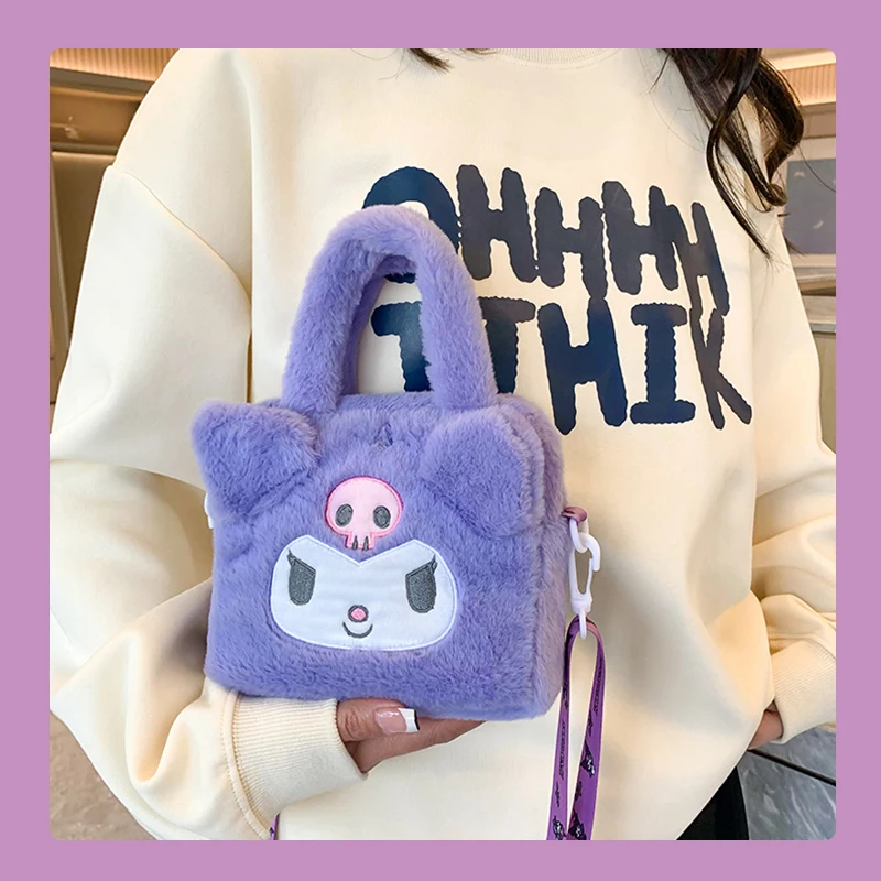 Sanrio Bag Plush Kuromi Backpack Cinnamoroll Handbag Makeup Shoulder Bag My Melody Tote Bag Women Plushie Gift Girl Crossbody