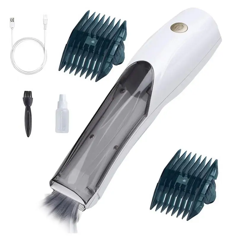 Dog Shaver Clipper 3-speed Cordless Pet Hair Clipper With Suction USB Vacuum Electric Dog Hair Trimmer Low Noise 1500mAh USB