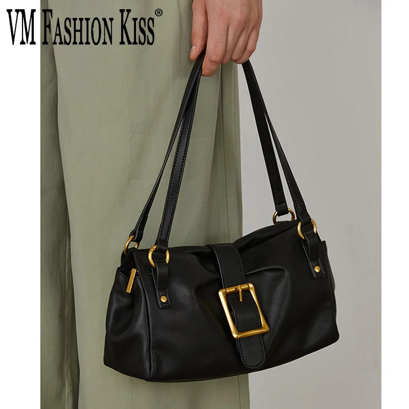 

VM FASHION KISS Women's Genuine Leather Handbag Underarm Bags Designer Luxury Women Top Handle Shoulder Bag Handbag And Wallet