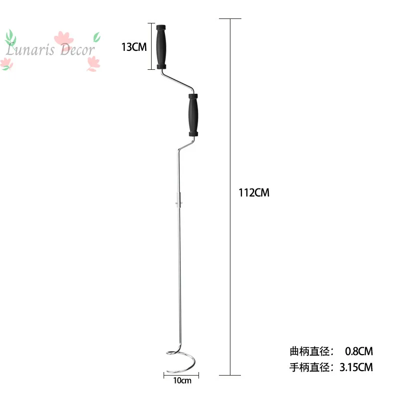 Split Solid Stainless Steel Compost Turning Stirring Crank Composting Tool Spiral Stirring Rod