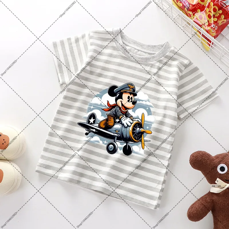 Minnie Topolino Bambini T-shirt a righe Ragazzi Ragazze Estate Moda Tee Cartoon Anime Stampa grafica Top Abbigliamento per bambini Regali