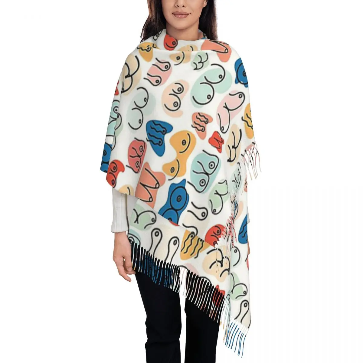 

Boobs Scarf Tassel Scarves for Women Soft Warm Shawls and Wraps Large Fall Winter Shawl Wrap