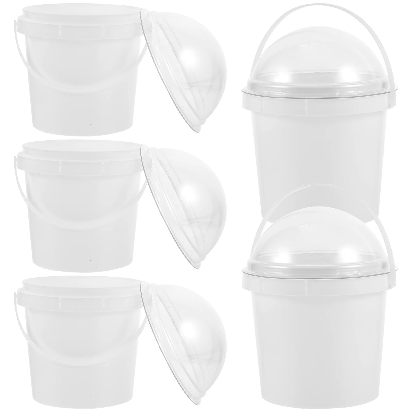

5Pcs Plastic Popcorn Bucket with Lid and Handle Large Snack Bowl for Candy Yogurt Milk Tea Cold Drink Storage Containers